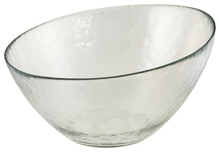 10" Hammered Glass Angled Bowls, Set of 2