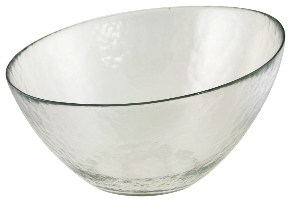 10" Hammered Glass Angled Bowls, Set of 2