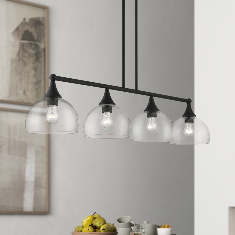 4 Light Black Large Linear Chandelier