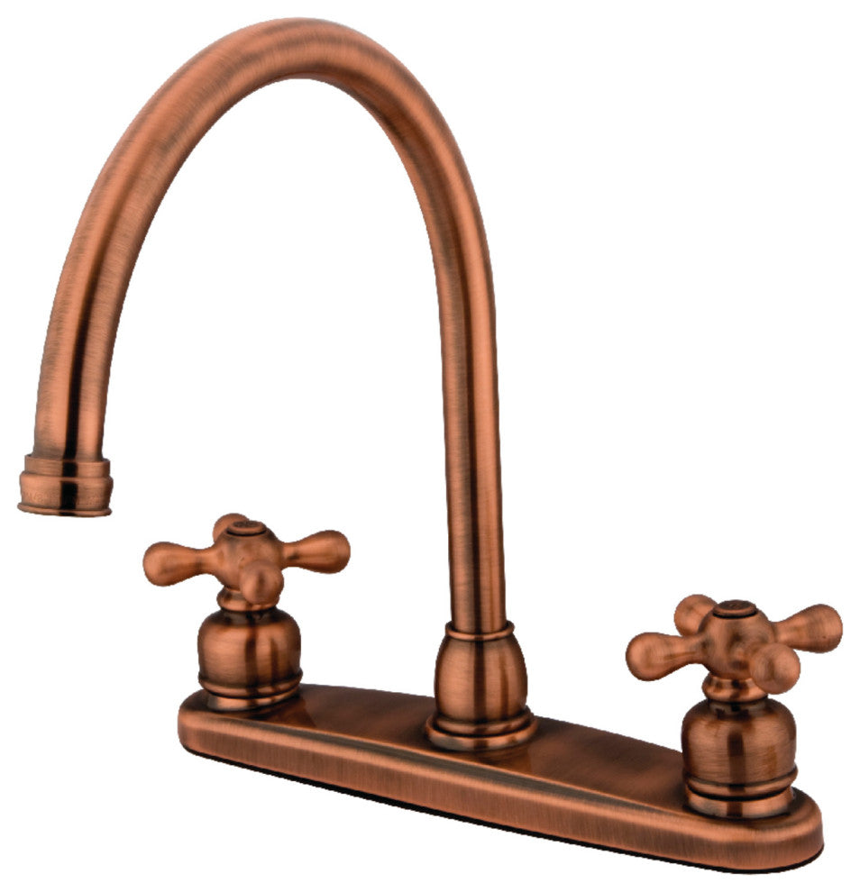 Kingston Brass KB726AXLS 8" Centerset Kitchen Faucet, Antique Copper