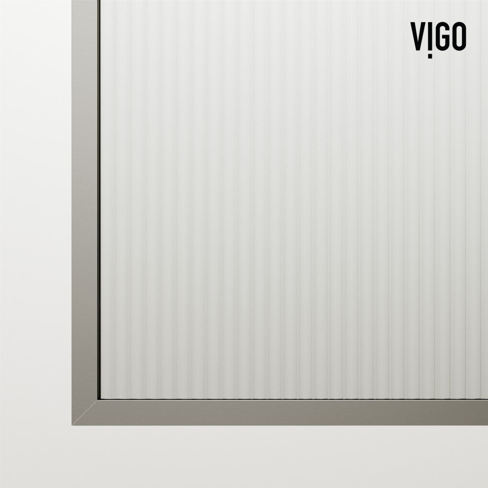 VIGO Meridian Framed Fixed, Stainless Steel, Shower Screen, 34" W X 74" H, Fluted Glass