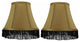 Silk Bell Lamp Shade, 5x9x7", Gold With Black Fringe, Set of 2