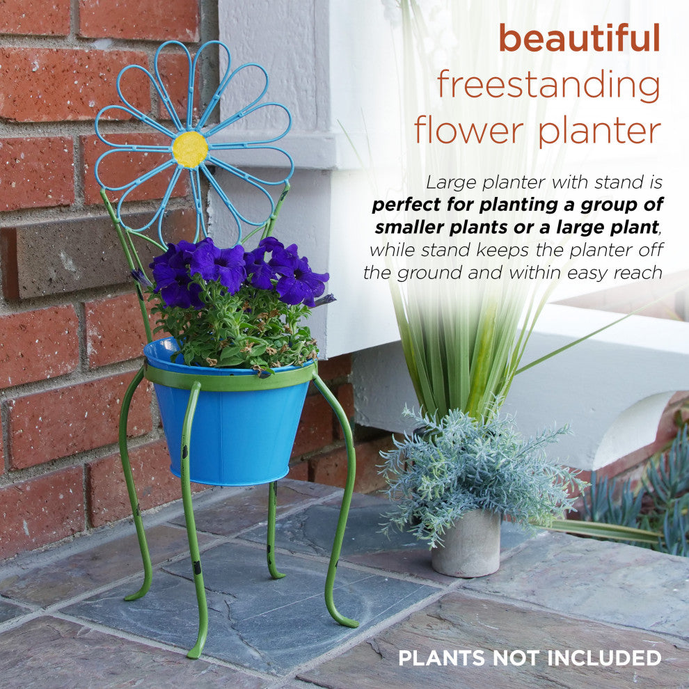 Blue Flower Planter Stand