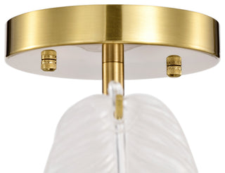 Lily 7-Light Brushed Shiny Brass Glass Feather-shaped Flush Mount