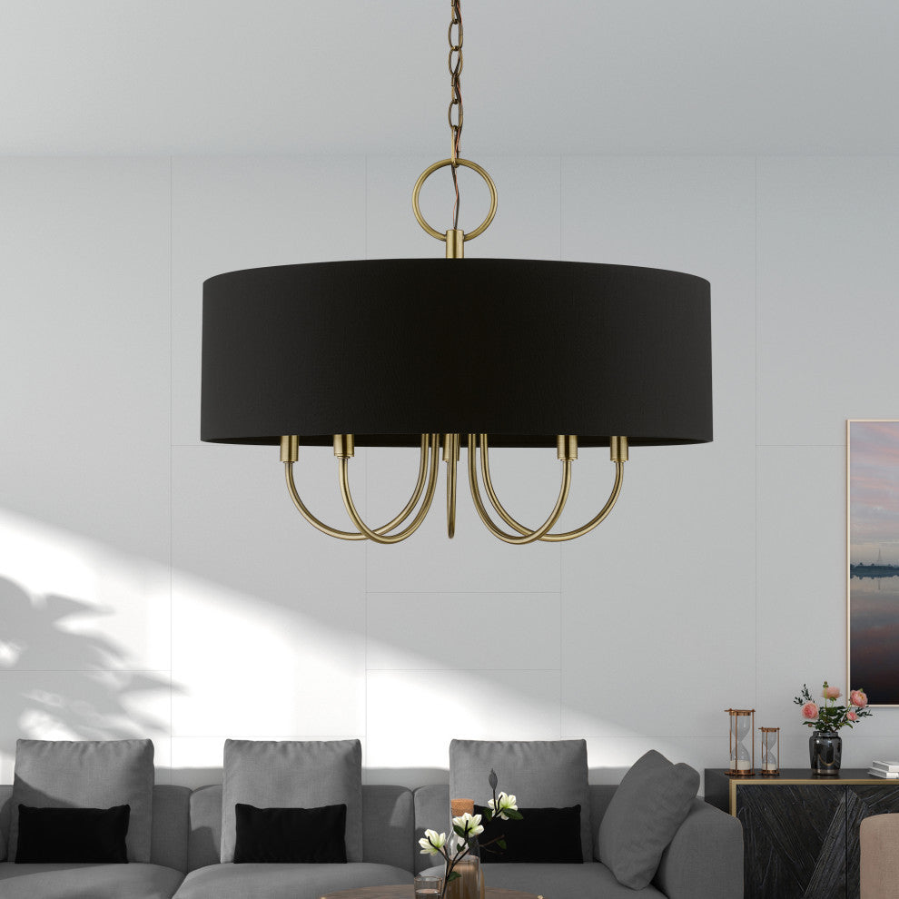 Livex Lighting 5 Light Antique Brass Pendant Chandelier