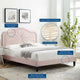 Platform Bed Frame, King Size, Velvet, Pink, Modern Contemporary, Bedroom Master