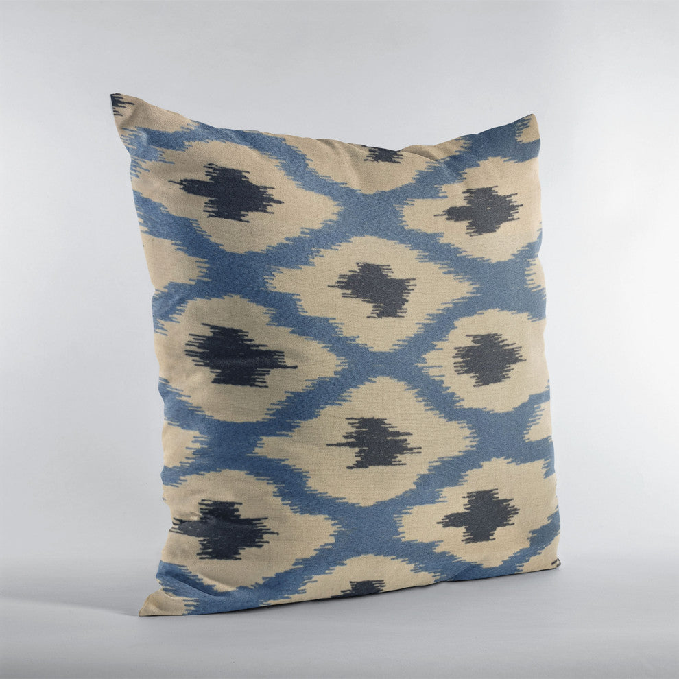 Plutus Blue Color Stitched Dot Luxury Throw Pillow, 12"x20"