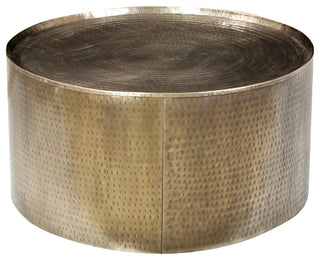 Hammered Brass Drum Coffee Table