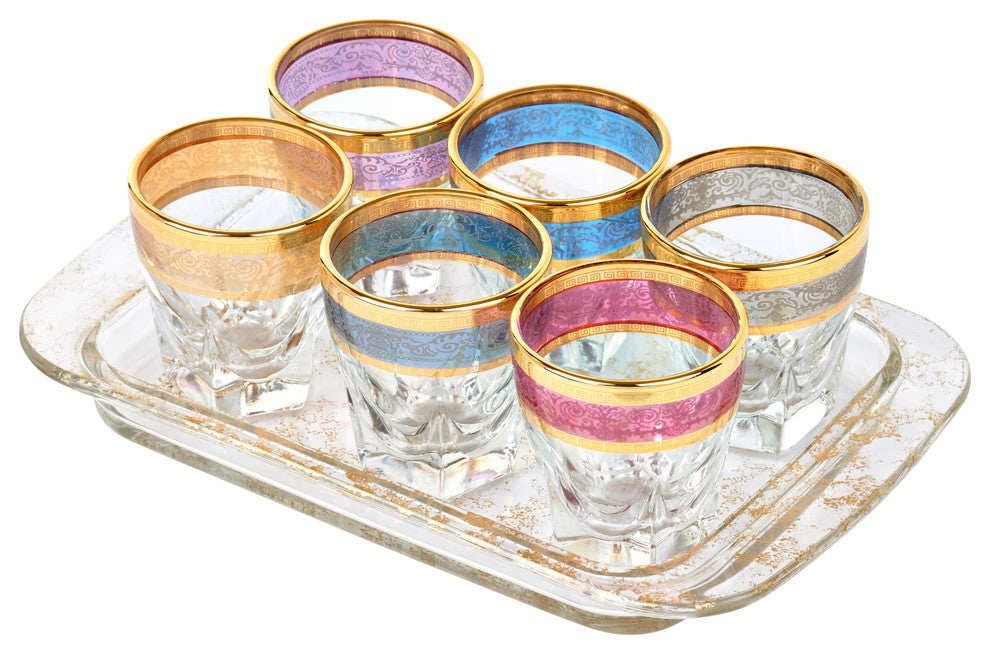Tray Set 7 Piece Shots with Tray Multi Color