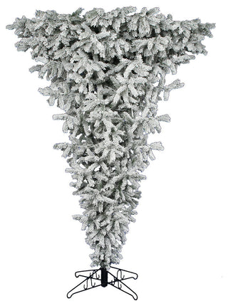 Vickerman Flocked Upside Down Tree With Clear Mini Lights, 9'