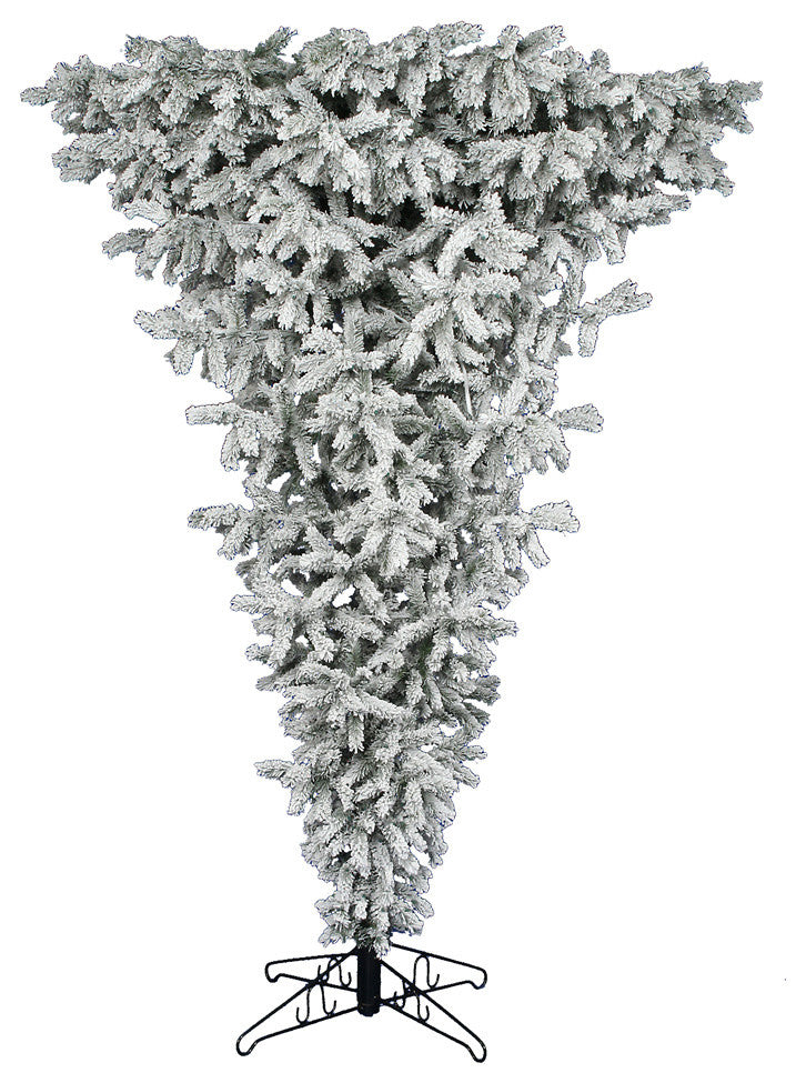 Vickerman Flocked Upside Down Tree With Clear Mini Lights, 9'
