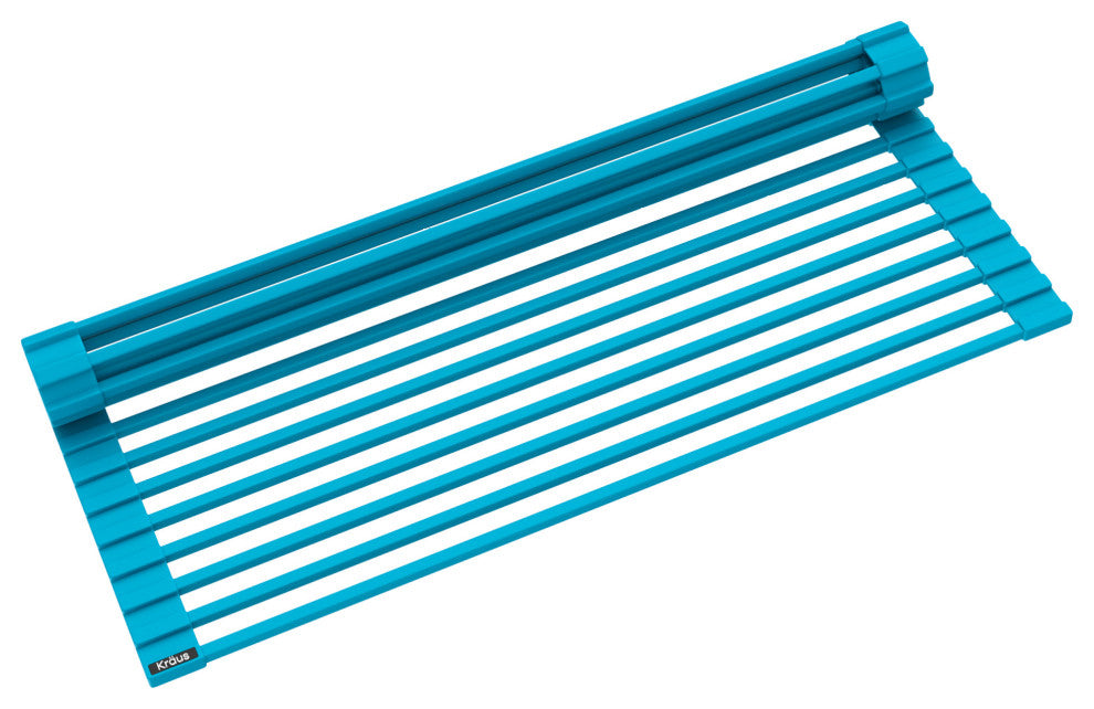 Kraus KRM-10AQ Multipurpose Over-Sink Roll-Up Dish Drying Rack, Aqua