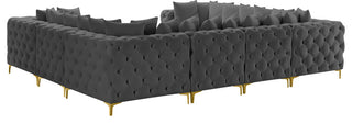 Tremblay Velvet Upholstered 8-Piece Modular U-Shaped Sectional, Grey