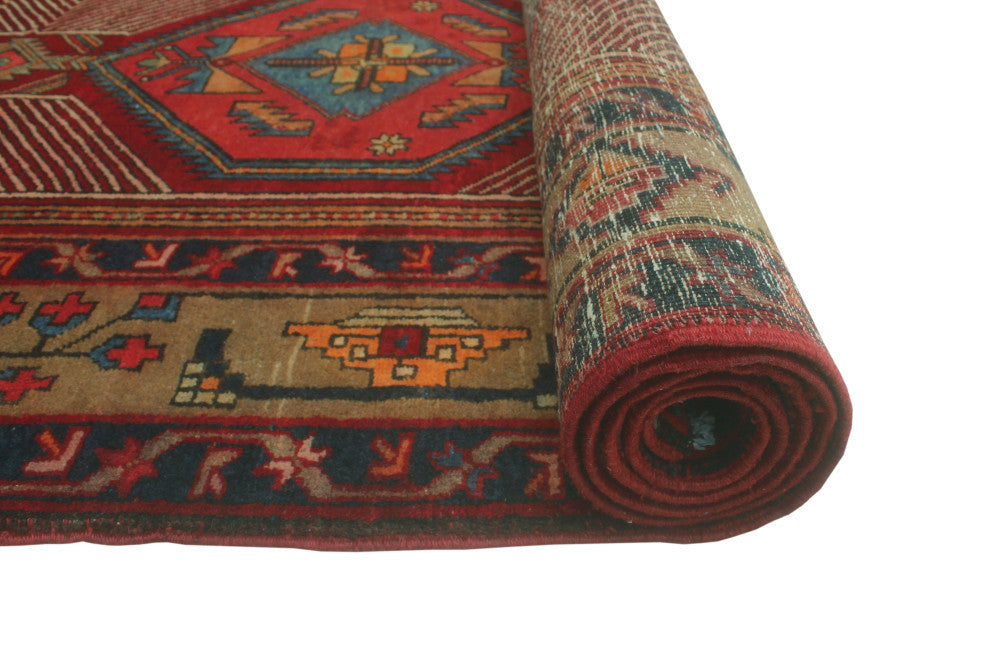 Fine Vintage Distressed Bradon Rust/Charcoal Runner, 4'2x12'9