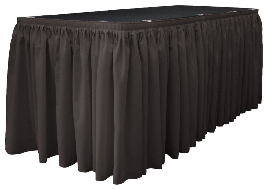 LA Linen Polyester Poplin Table Skirt, Charcoal, 252"x29"