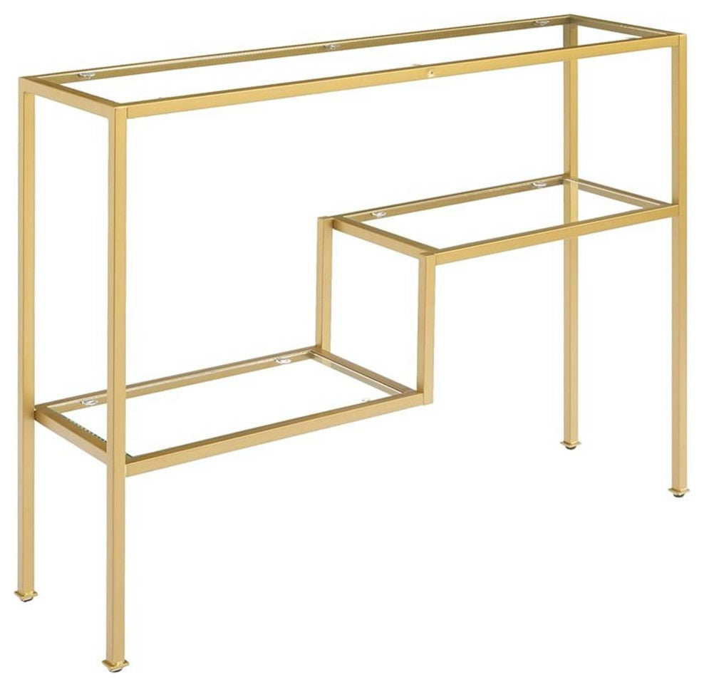 Crosley Furniture Sloane Modern Glass & Metal Console Table in Gold/Clear