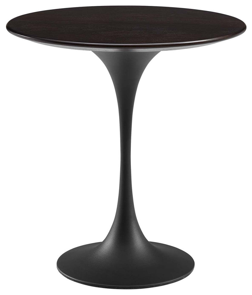 Sofa Side Table, Round, Black Brown Walnut, Metal, Modern, Lounge Hospitality