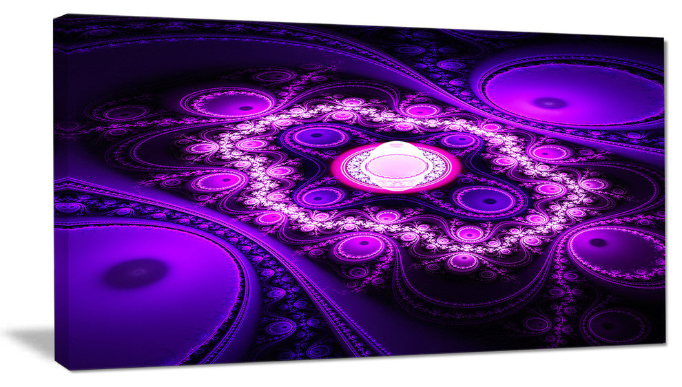 Purple Fractal Circles and Waves, Abstract Canvas Art Print, 32x16