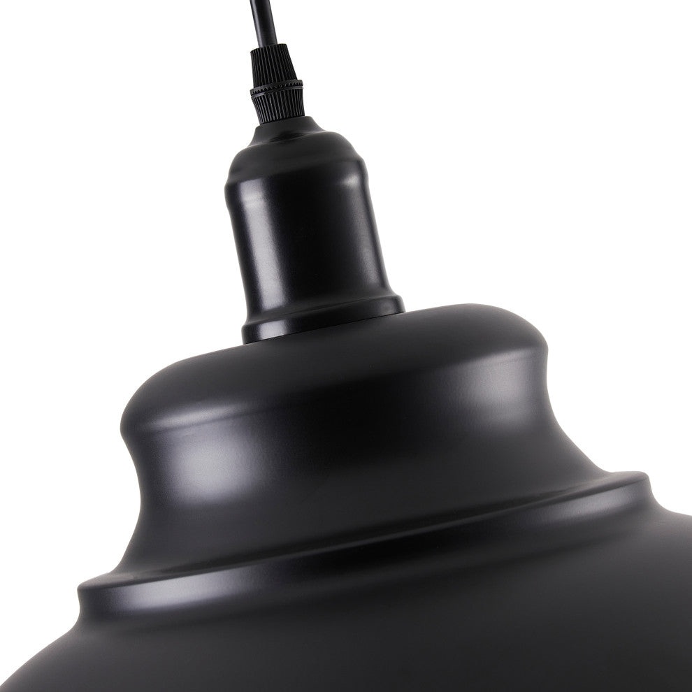 Industrial Black 1-Light Pendant Light With Metal Shade