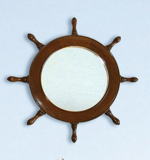 17.5" Wooden Ship Wheel Mirror
