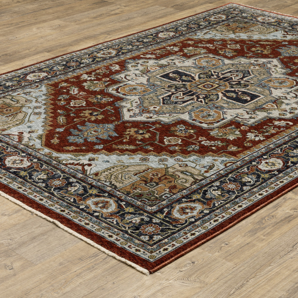 Augustus Center Medallion Indoor Area Rug, Red, 5'3"x7'6"