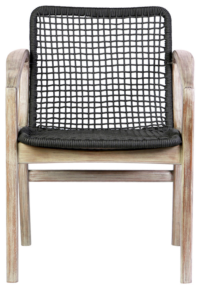 Brighton Outdoor Patio Dining Chair, Dark Eucalyptus Wood And Gray Rope, Light Eucalyptus