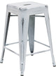 Distressed White Metal Stool