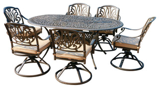7-Piece Dining Set With 6 Swivel Dining Chairs, Dessert Night/Spectrum Sand