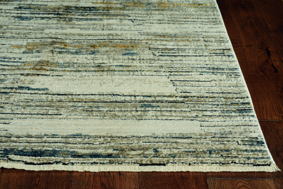 4"x6" Blue Ivory Abstract Striped Area Rug