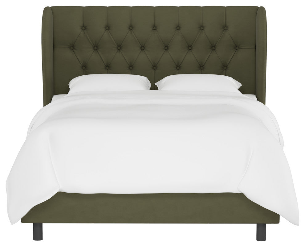 Bradwell Tufted Wingback Bed, Velvet Loden, King