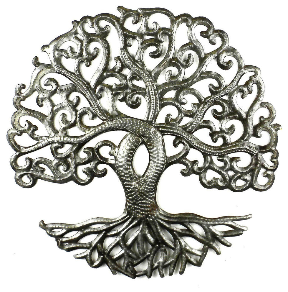 Tree of Life Curly Recycled Metal Wall Art