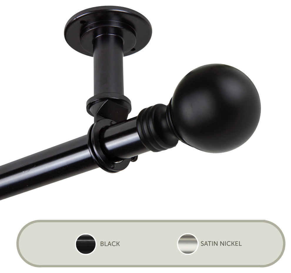 Globus Ceiling 1" Curtain Rod/Room Divider, Black, 120-170"