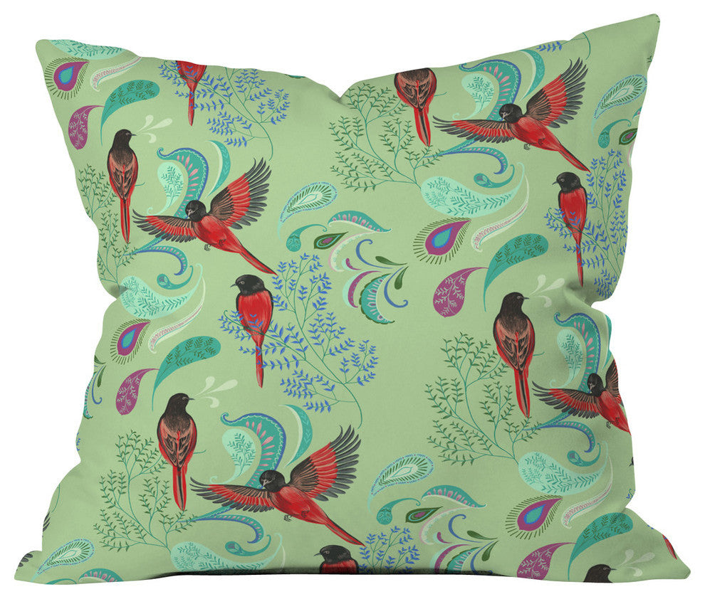 Deny Designs Pimlada Phuapradit Scarlet Minivet Outdoor Throw Pillow