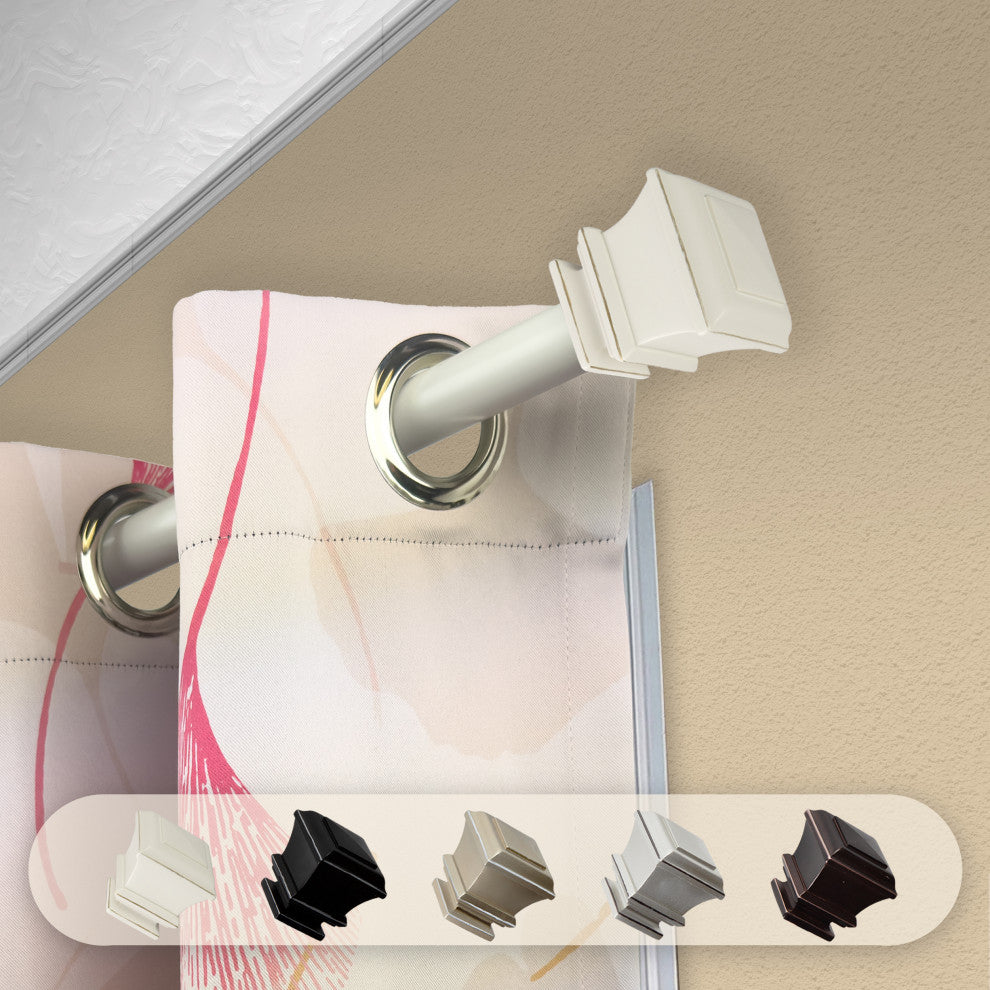 Michel 1" Curtain Rod, White, 120-170"