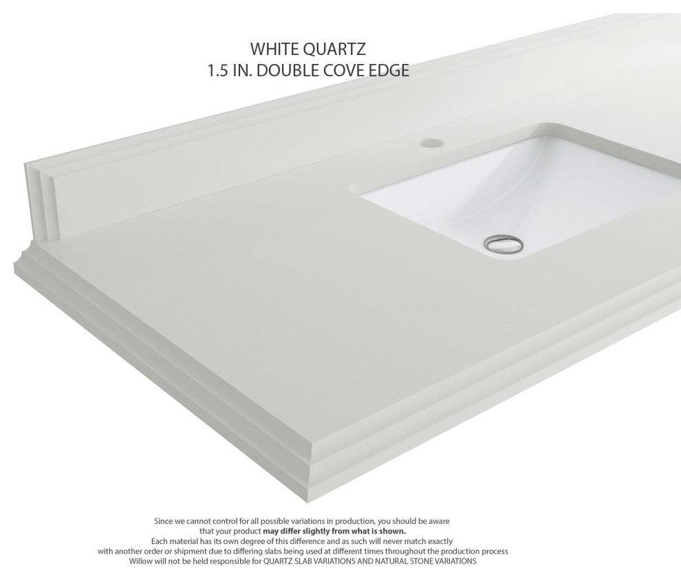 Malibu 36" Right Offset Bath Vanity in Fine Grain 1.5" White Quartz