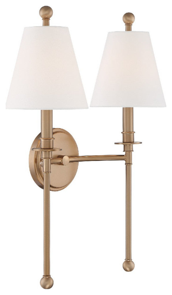 Riverdale 2 Light Wall Mount in Aged Brass