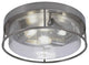 16" 3-Light Flush Mount Light, Brushed Nickel, Clear Bubble Glass