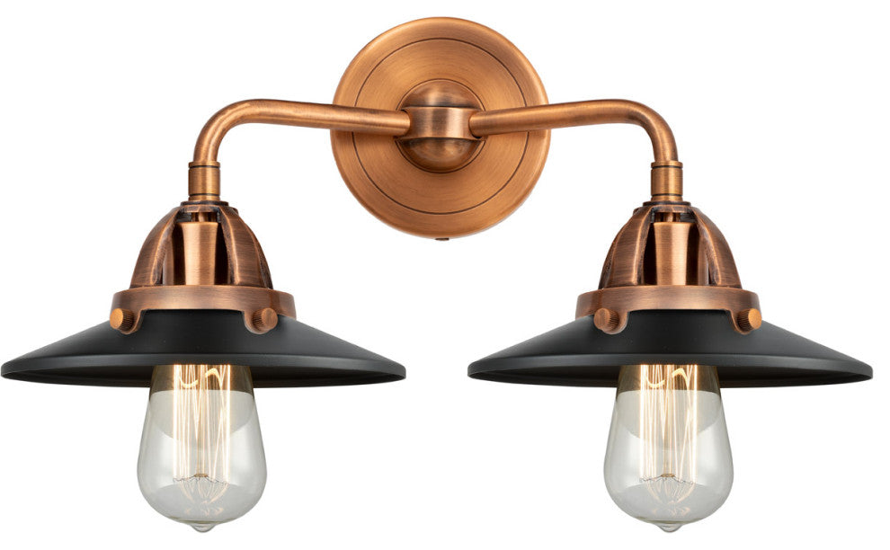 Innovations 288-2W-AC-M6-BK Railroad 2 Light Bath Vanity Light, Antique Copper