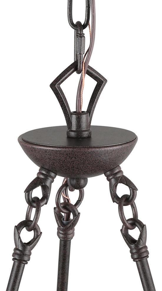 LNC 6-Light Farmhouse Distressed Wood Candle-Style Wagon Wheel Chandelier