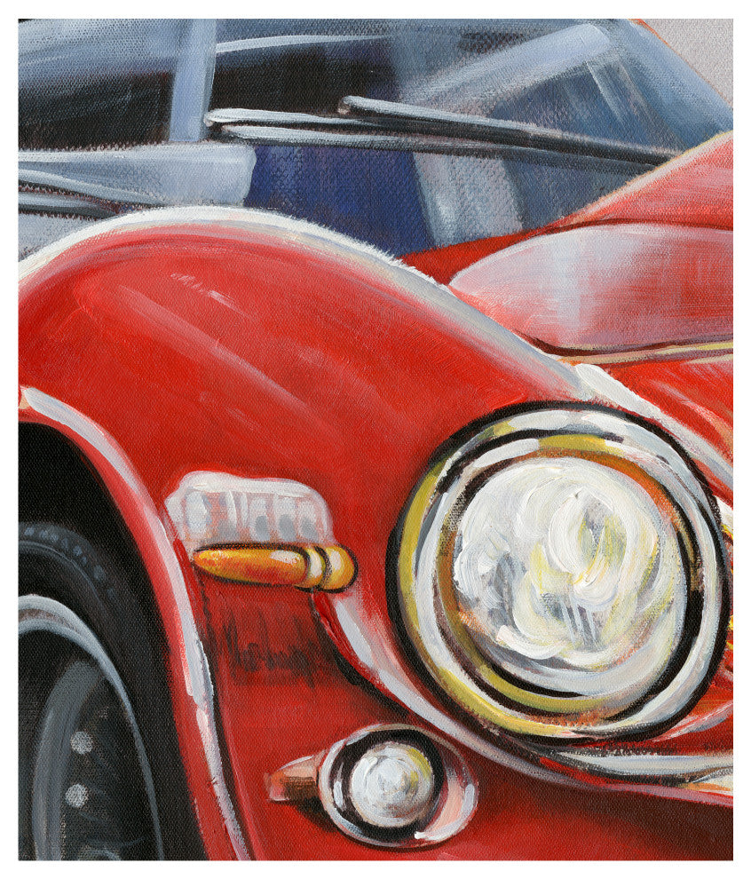 Discontinued Classic Sportscar Red Wall Dcor - Multicolor
