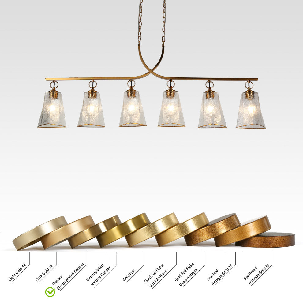 LNC Sduiaor 6-Light 55" Modern Linear LED Kitchen Island Light, Gold