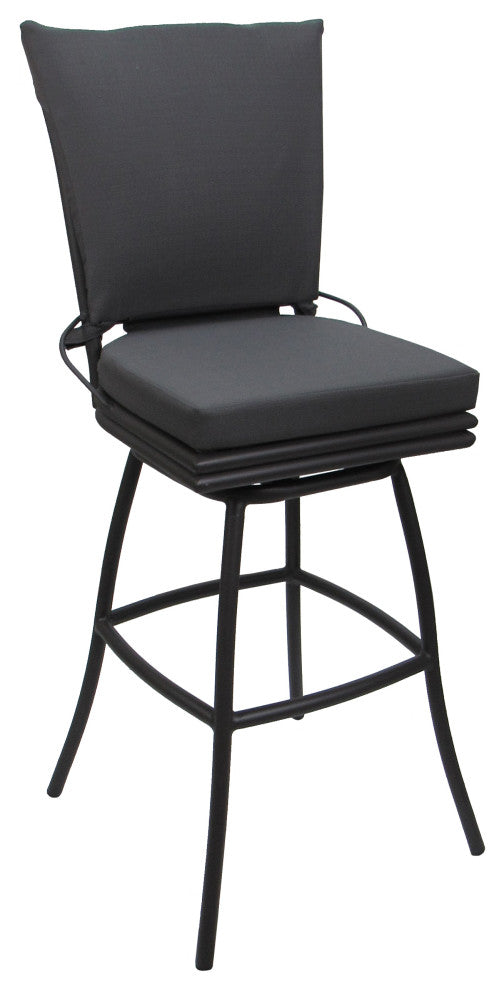 Outdoor Patio Bar Stool Ofir Without Arms, Dark Gray Linen - Gray, 30"