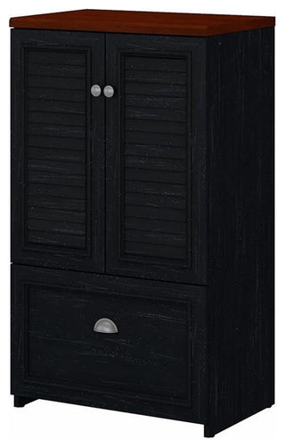Fairview Storage Cabinet with File Drawer in Black and Cherry  - Engineered Wood