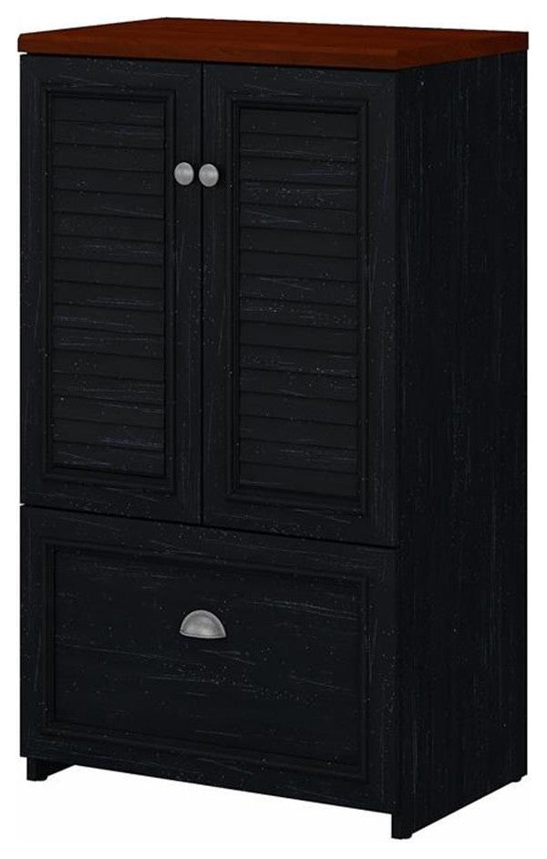 Fairview Storage Cabinet with File Drawer in Black and Cherry  - Engineered Wood