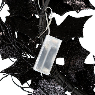 26"D Lighted Halloween Bat Wreath