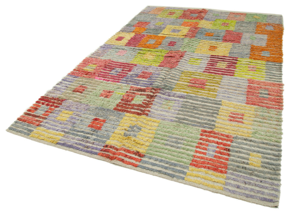 Rug N Carpet - Handmade Turkish 6' 4'' x 9' 11'' Modern Design Wool Kilim Rug