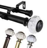 Jade 1" Diameter Double Curtain Rod, Black, 120-170"