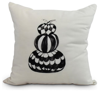 Pumpkin Stack Cream Halloween Print Decorative Throw Pillow, 20"