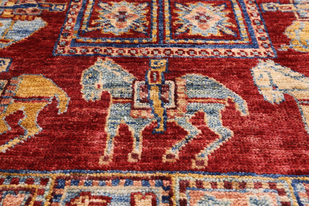 Antiqued Pazyryk Historical Design Hand Knotted Rug 2' 7" X 4' 1" Q10882