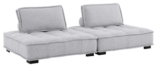 Saunter Tufted Fabric Fabric 2-Piece Loveseat Light Gray